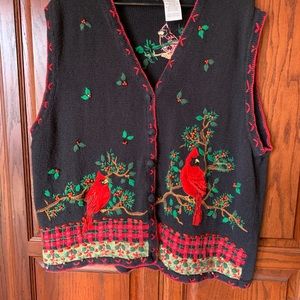 Christmas holiday cardinal sweater vest sz 22W